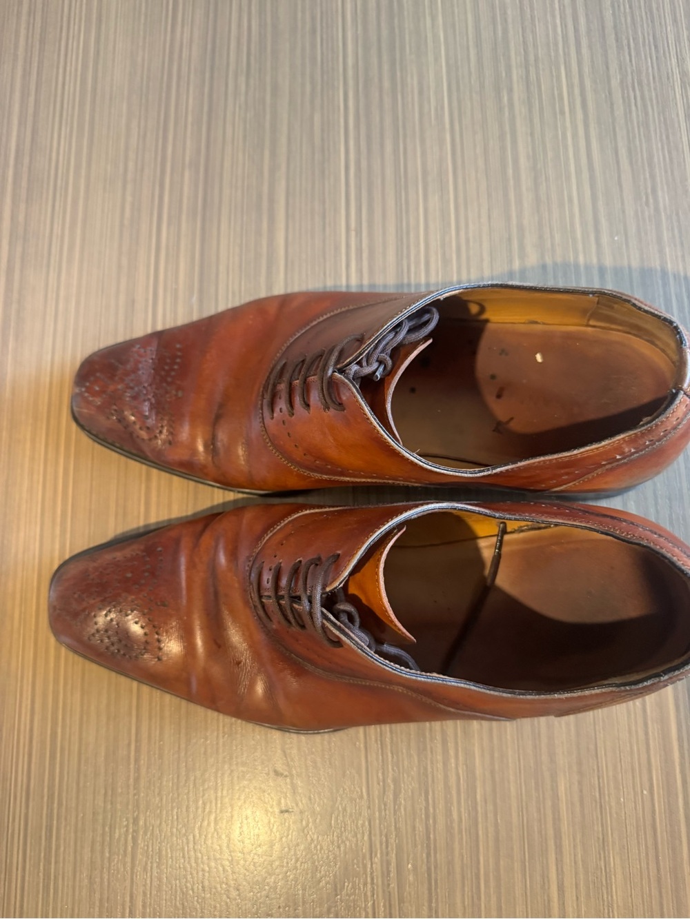 Magnanni Cognac Leather Lace-Up Oxfords